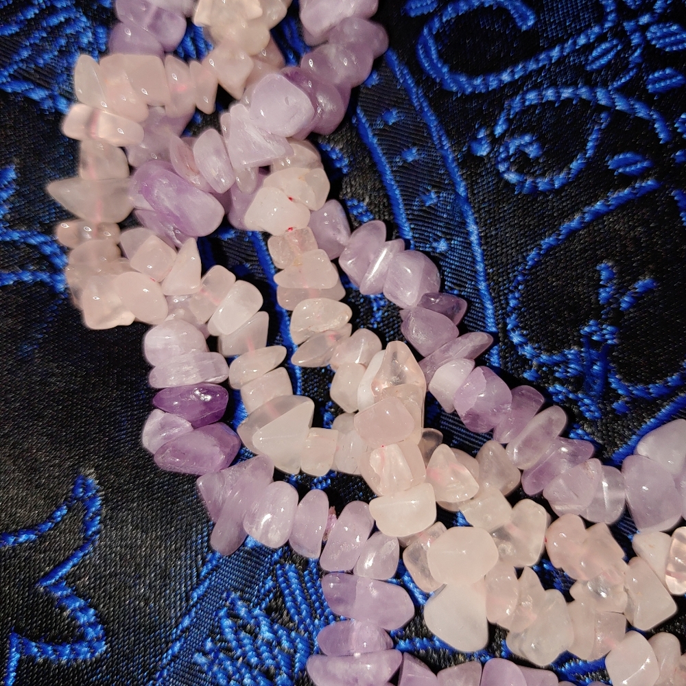 (2)Bundle Rose and Purple Quartz necklaces.
